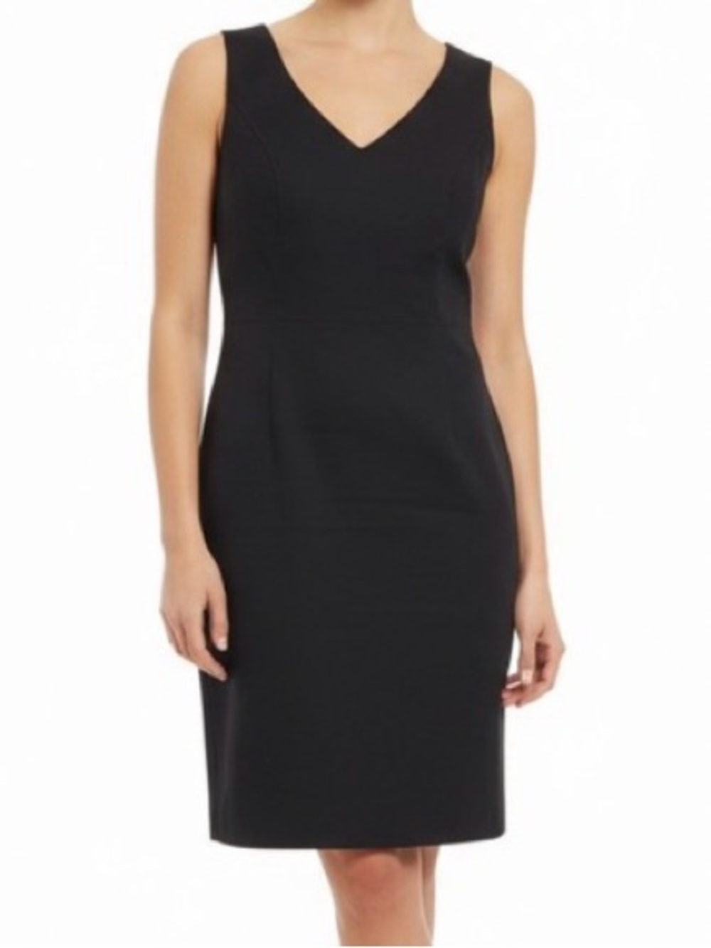 Talbots Black Sleeveless Midi Shift Dress